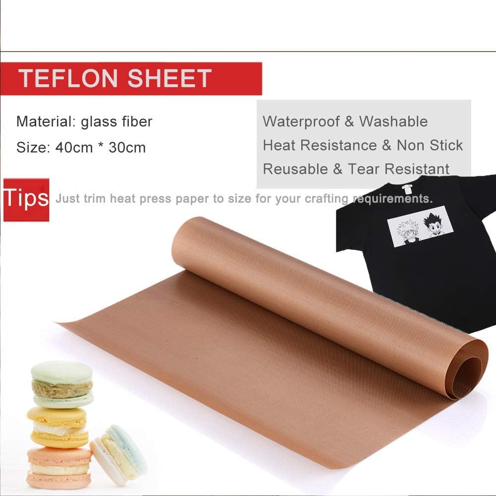 Heat Press Teflon Sheet - 테프론 열 프레스 시트, 1개 PTFE
